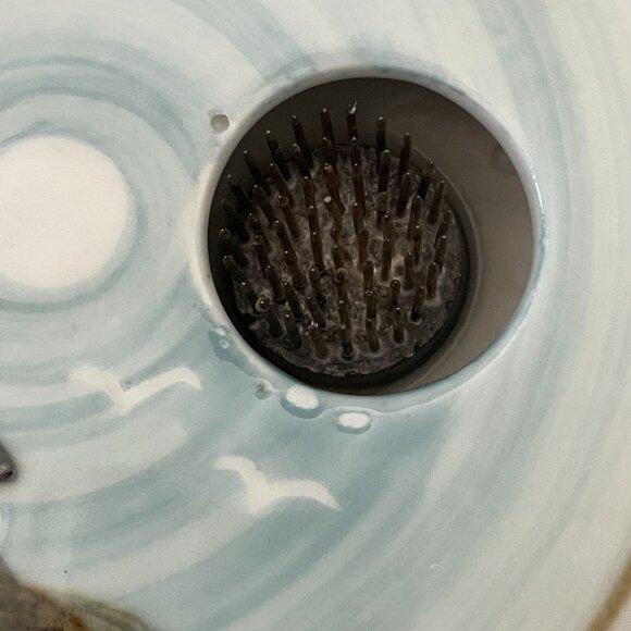 Vintage 2002 Georgetown Pottery Maine Lighthouse Ikebana Round Flower Vase 6" - Picture 4 of 6